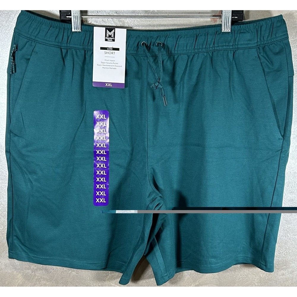 Members‎ Mark Luxe Shorts Men's Size 2XL Teal Green 9 Inch Inseam Athletic New